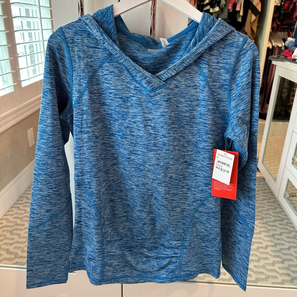 NWT Zella blue pullover with hood